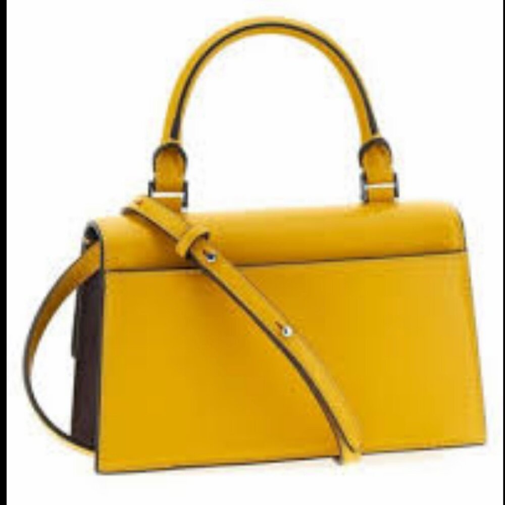 Tory Burch Bon Bon Color Block Mini Top Handle Bag- Yellow - Picture 3 of 8